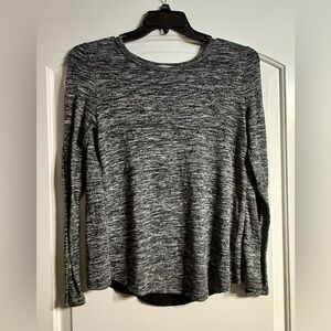 Old Navy Split Back Layered Top Women S Grey Marled Knit Excellent Long Sleeve